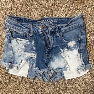 American Eagle Outfitters Women's Frayed Blue Jean Shorts